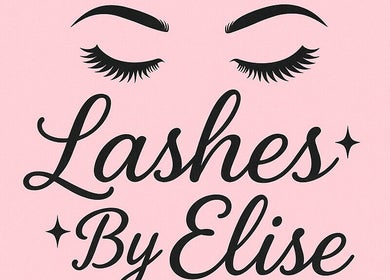 Logo of Lashes by Elise, featuring stylized eyelashes and text on pink, located in Sleaford, England, GB.