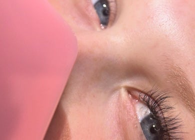Close-up of expertly applied lashes at Lashes by Elise, Sleaford, England, GB.