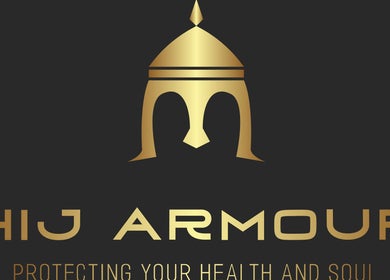 Golden helmet logo of Hijarmour, a wellness venue in Aylesbury, England, GB.