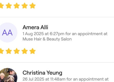Customer reviews with star ratings at May Noh @Mophead in Richmond, British Columbia, CA.