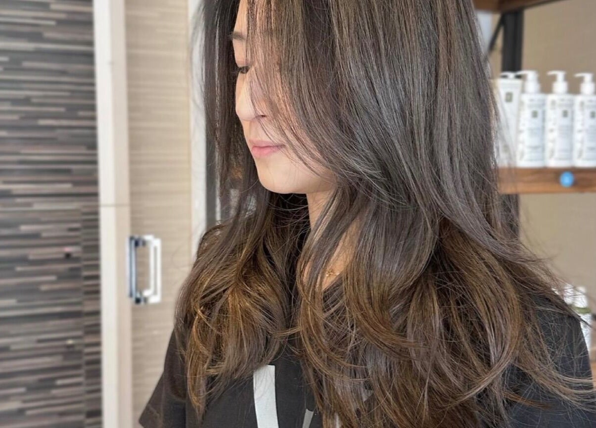 Stylish layered haircut at May Noh at Mophead, Richmond, British Columbia, CA.
