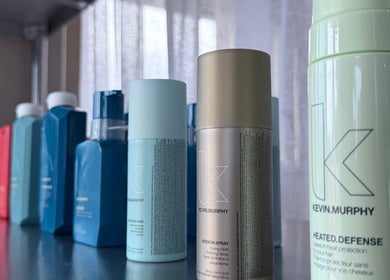 A lineup of hair care products at Tam’s Chair in Cape Town, Western Cape, ZA.