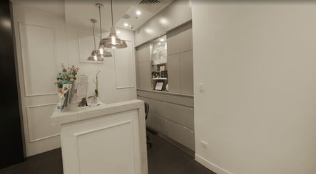 Sleek reception area at Mouda Laser & Skin Clinic in Wentworthville, New South Wales, AU.