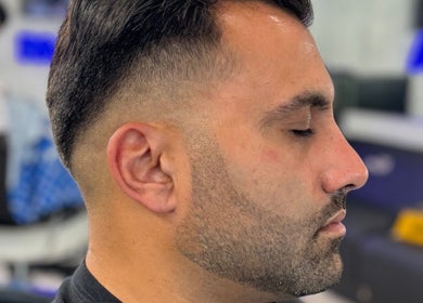 Close-up of a fresh fade haircut at Chilly.Da.Barber(of FAMA Cuts), Los Angeles, California, US.