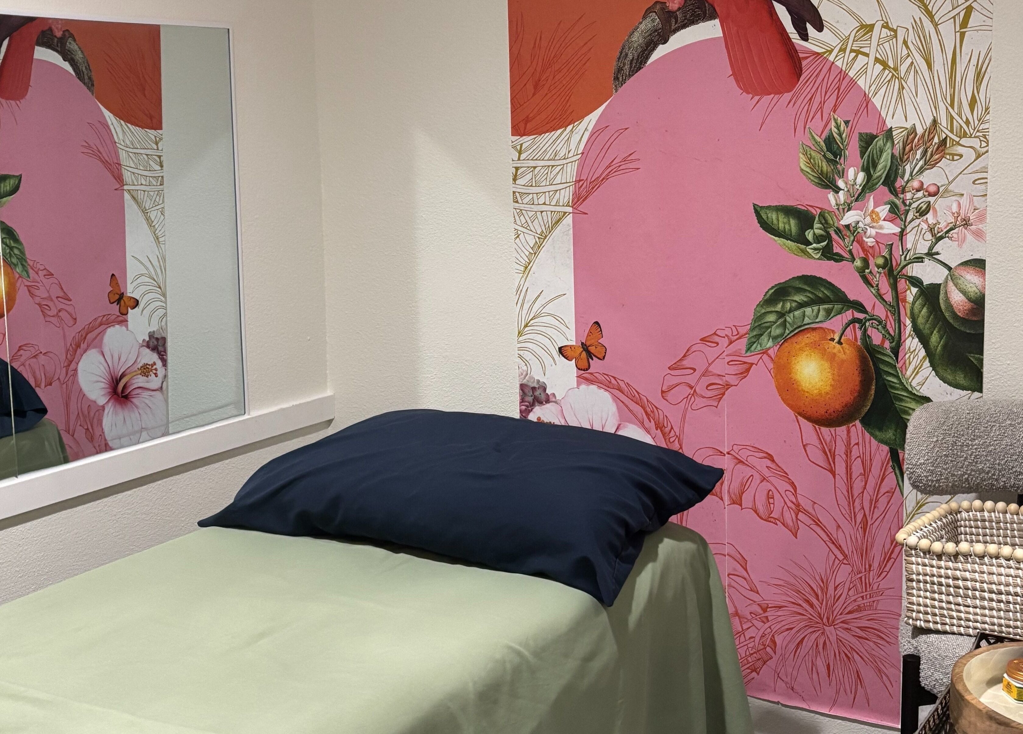 Relaxing massage room at Creative Spa & Az Siam Thai Massage, Scottsdale, Arizona, US with tropical decor.