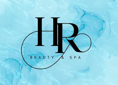 HR Beauty & Spa logo on serene blue background in Fairfield Heights, New South Wales, AU.