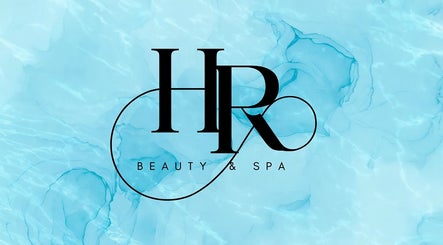 HR Beauty & Spa logo on serene blue background in Fairfield Heights, New South Wales, AU.
