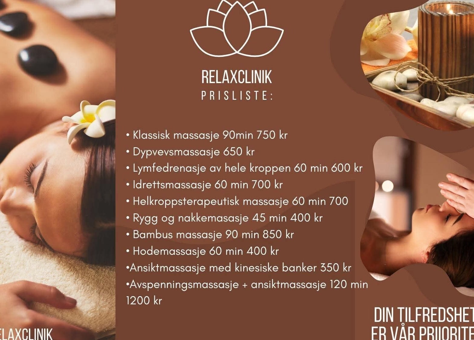 Oferta Relaxclinic w Lillestrøm, Akershus: masaże i terapie relaksacyjne dla ciała i ducha.