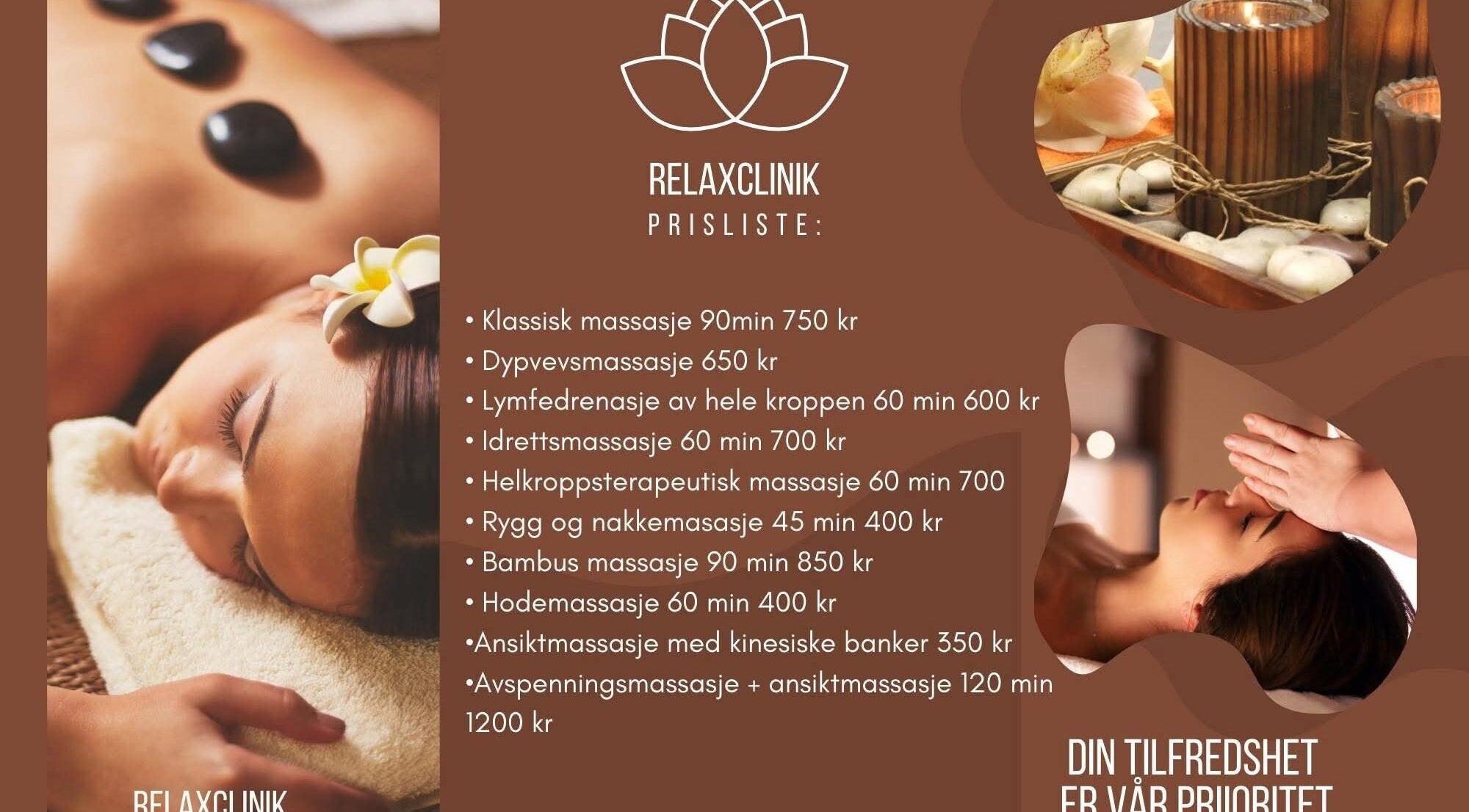 Oferta Relaxclinic w Lillestrøm, Akershus: masaże i terapie relaksacyjne dla ciała i ducha.