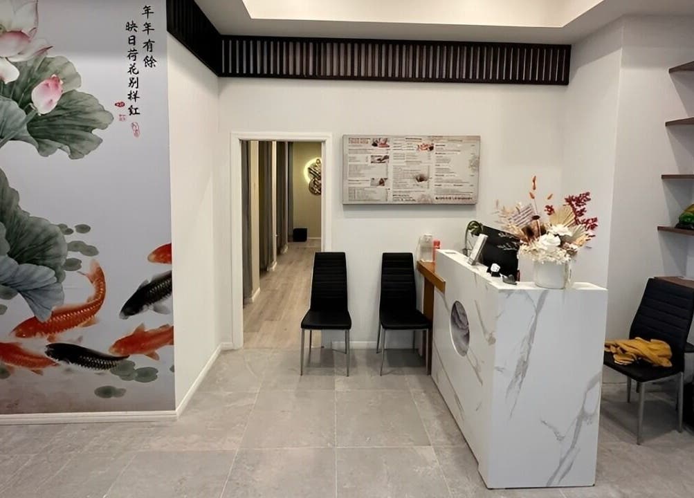 Reception area at Massage Legendary in Taigum, Queensland, AU features elegant decor and welcoming ambiance.