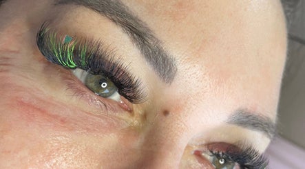 Close-up of vibrant eyelash extensions at FREAKlash in Brighton And Hove, England, GB.