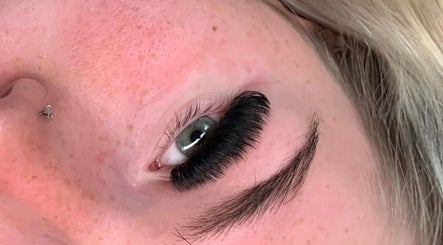 Close-up of eyelash extensions at Lashedbyelll in Nottingham, England, GB, showcasing detailed lash work.