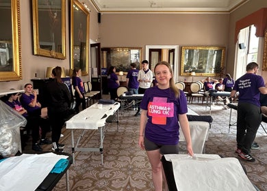 ES Sports Massage event in Ivinghoe, England, GB with team preparing massage tables.