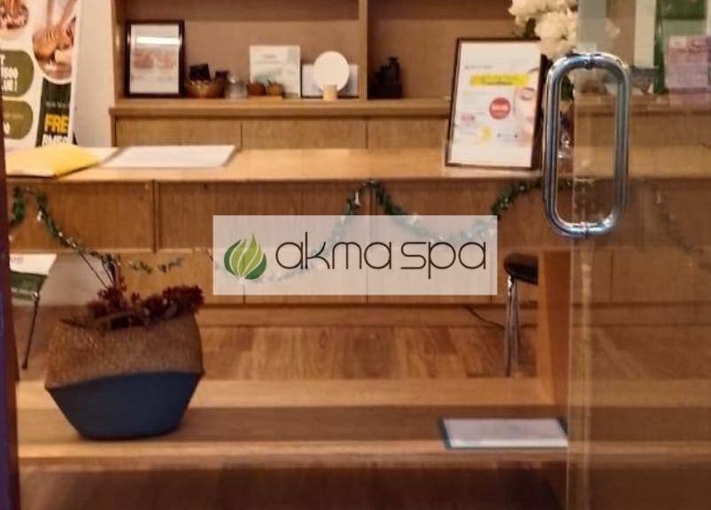 Entrance of Akma Spa Melawati in Kuala Lumpur featuring a welcoming reception area.