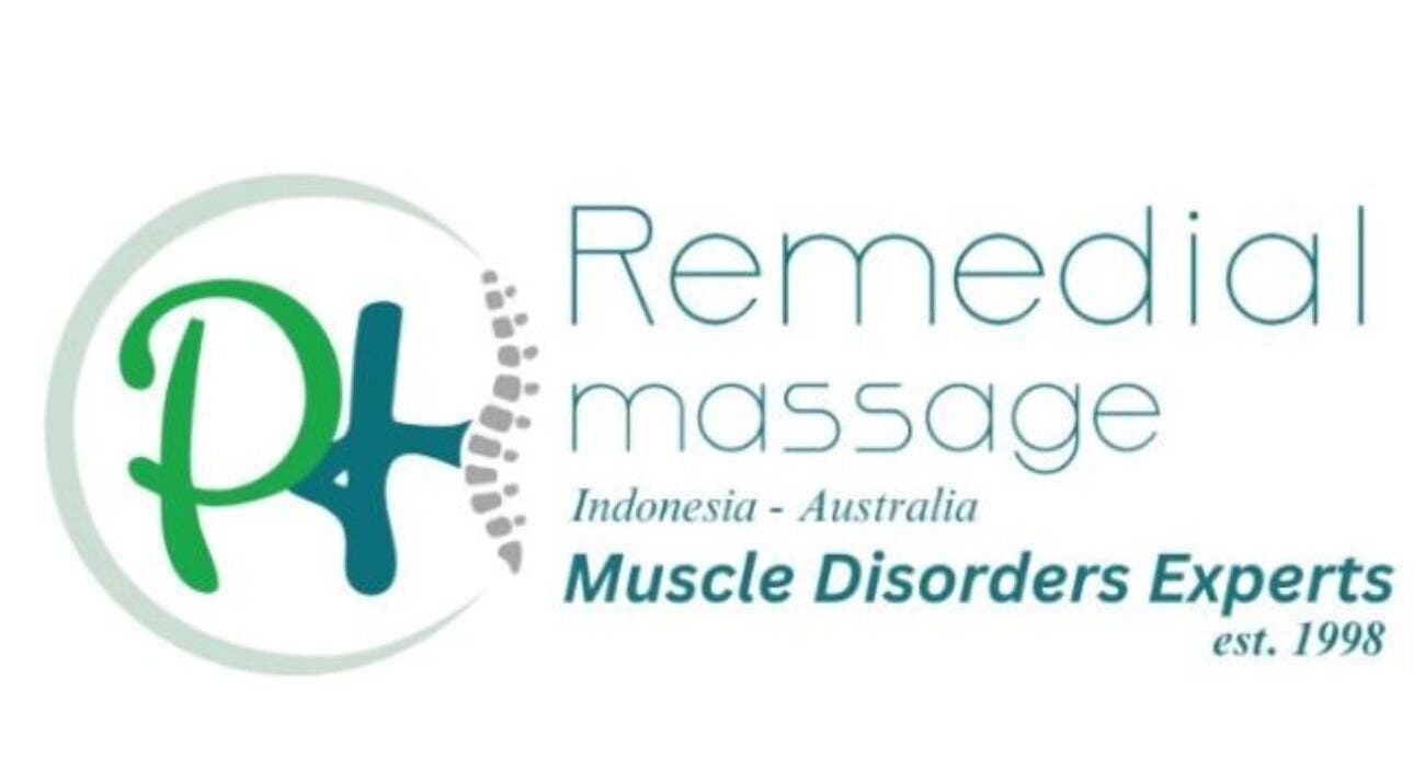 Logo PH Remedial Massage - Surabaya di Jawa Timur, ID menampilkan keahlian pijat otot.