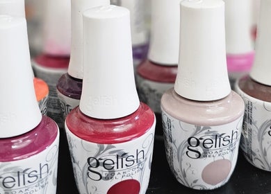 A selection of gel polish at WildRose Natural Beauty Studio, Fladbury, England, GB ideal for vibrant nails.