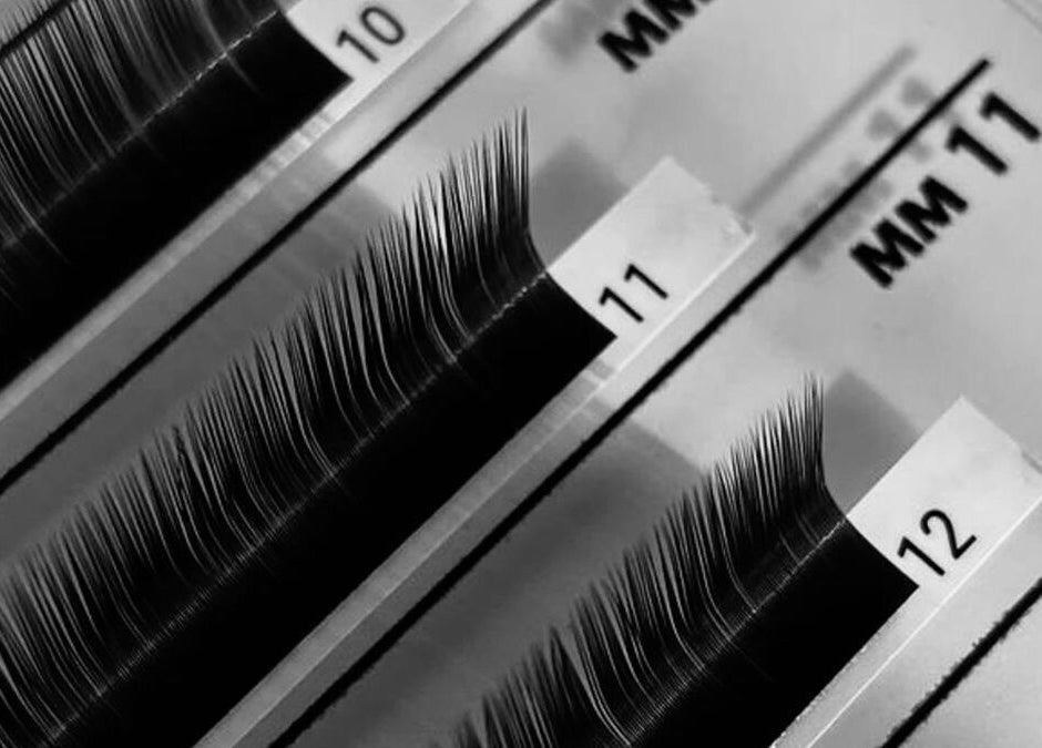 Eyelash extensions display at Dusha Eyelash Extensions in Clonakilty, County Cork, IE showcasing various lengths.