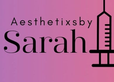 Aesthetixsbysarah Silkcorps Ltd logo with syringe design, located in Wembley, England, GB.