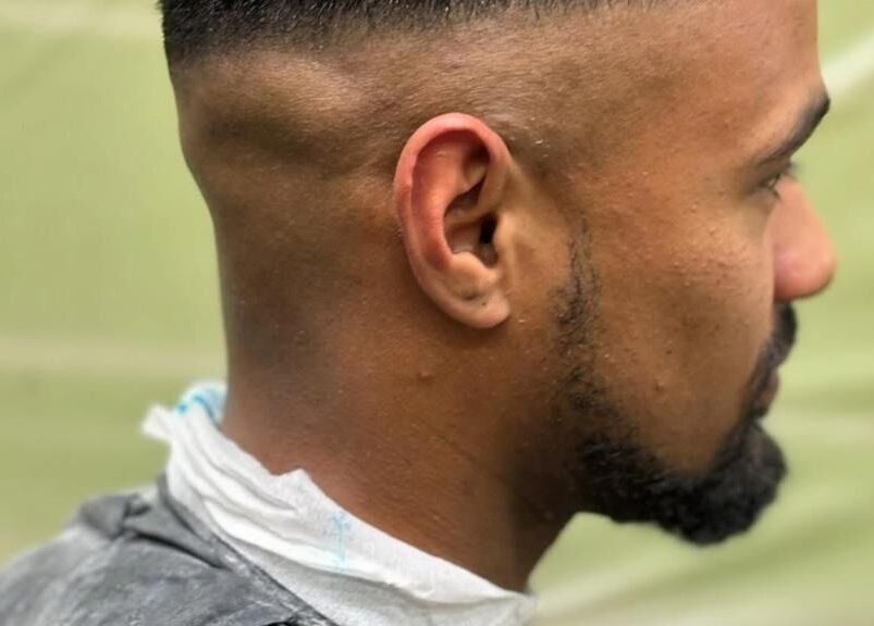 Close-up of a fresh fade haircut at Incredible Haircuts in Stellenbosch, Western Cape, ZA.