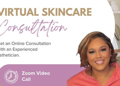 Virtual skincare consultation banner for The Lavish Lifestyle with Leondra in Houston, Texas, US.