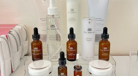 Skincare products on display at Refresh Skin in Carlsbad, California, US featuring Le Mieux serums.