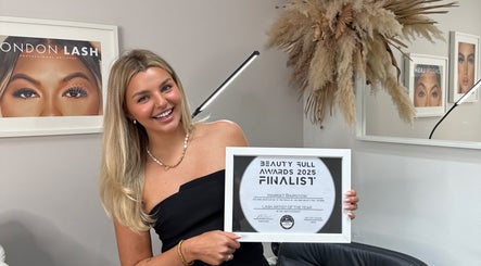Celebration at Bairbeauty, Chudleigh, England, GB with finalist award certificate in hand.