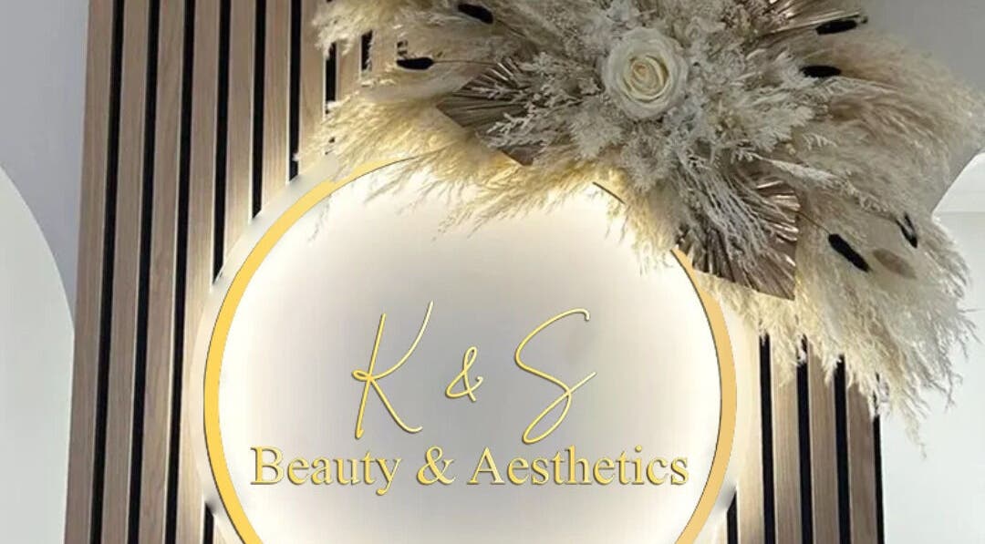 K&S Beauty & Aesthetics logo with floral decor at their Redditch, England, GB location.