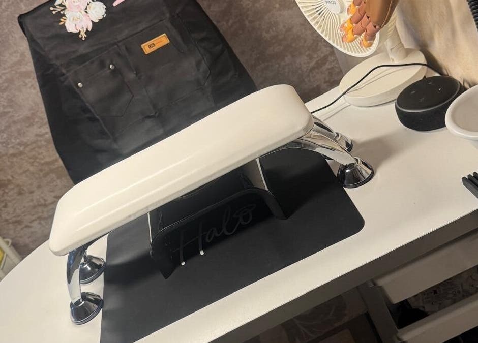 Nail station at K&S Beauty & Aesthetics, Redditch, England, GB, featuring a modern manicure setup.