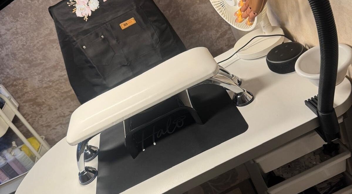 Nail station at K&S Beauty & Aesthetics, Redditch, England, GB, featuring a modern manicure setup.