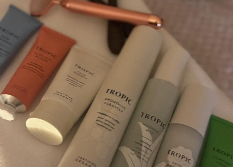 Tropic skincare products at K&S Beauty & Aesthetics, Redditch, England, GB, displayed elegantly.