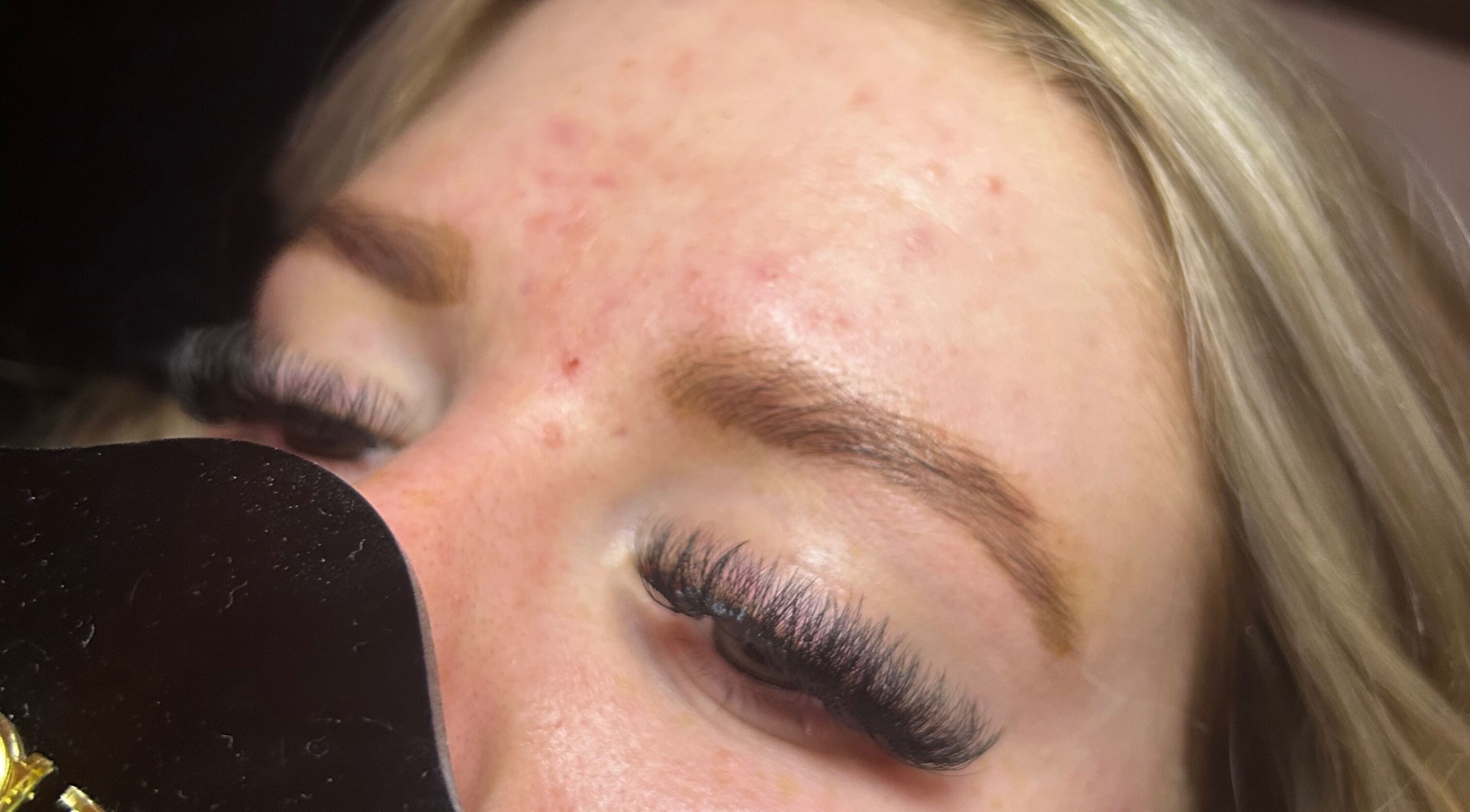 Close-up of flawless eyelashes at Sophisticated Lash Lounge, Oakfield, Wales, GB.