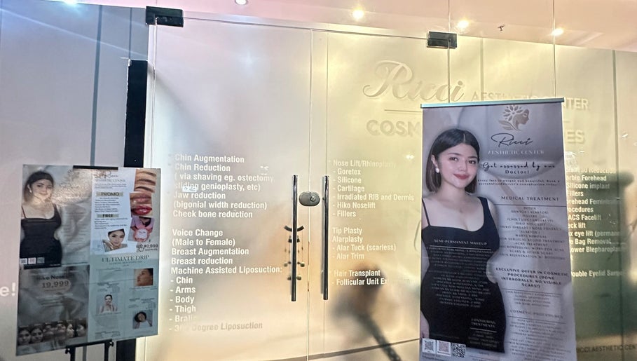 Entrance of Ricci Aesthetic Center in Cainta, Calabarzon, PH showcasing services offered.