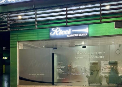 Entrance of Ricci Aesthetic Center, Cainta, Calabarzon, PH, featuring illuminated signage.