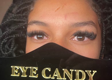 Close-up of lush lashes at Eye Candy Lashes, Barrie, Ontario, CA, highlighting beauty and style.