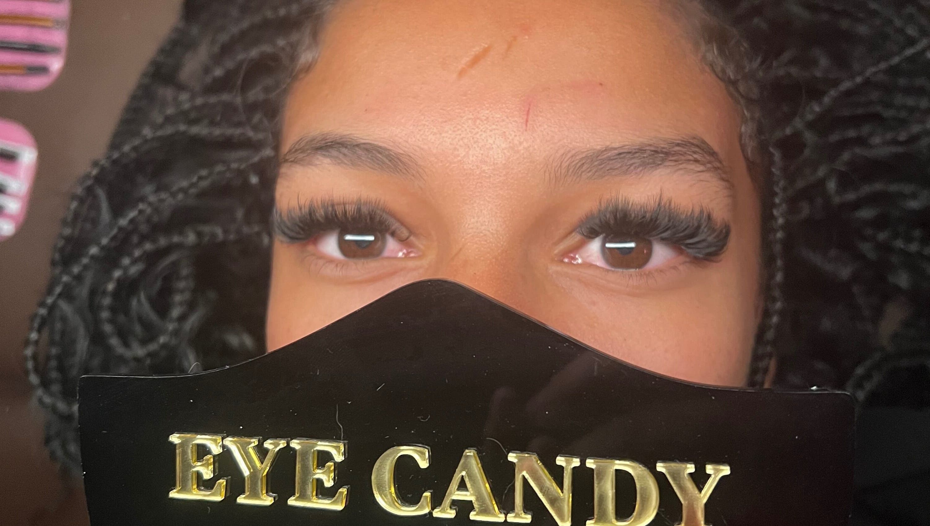 Beautiful lash extensions at Eye Candy Lashes, Barrie, Ontario, CA, showcasing expert application.