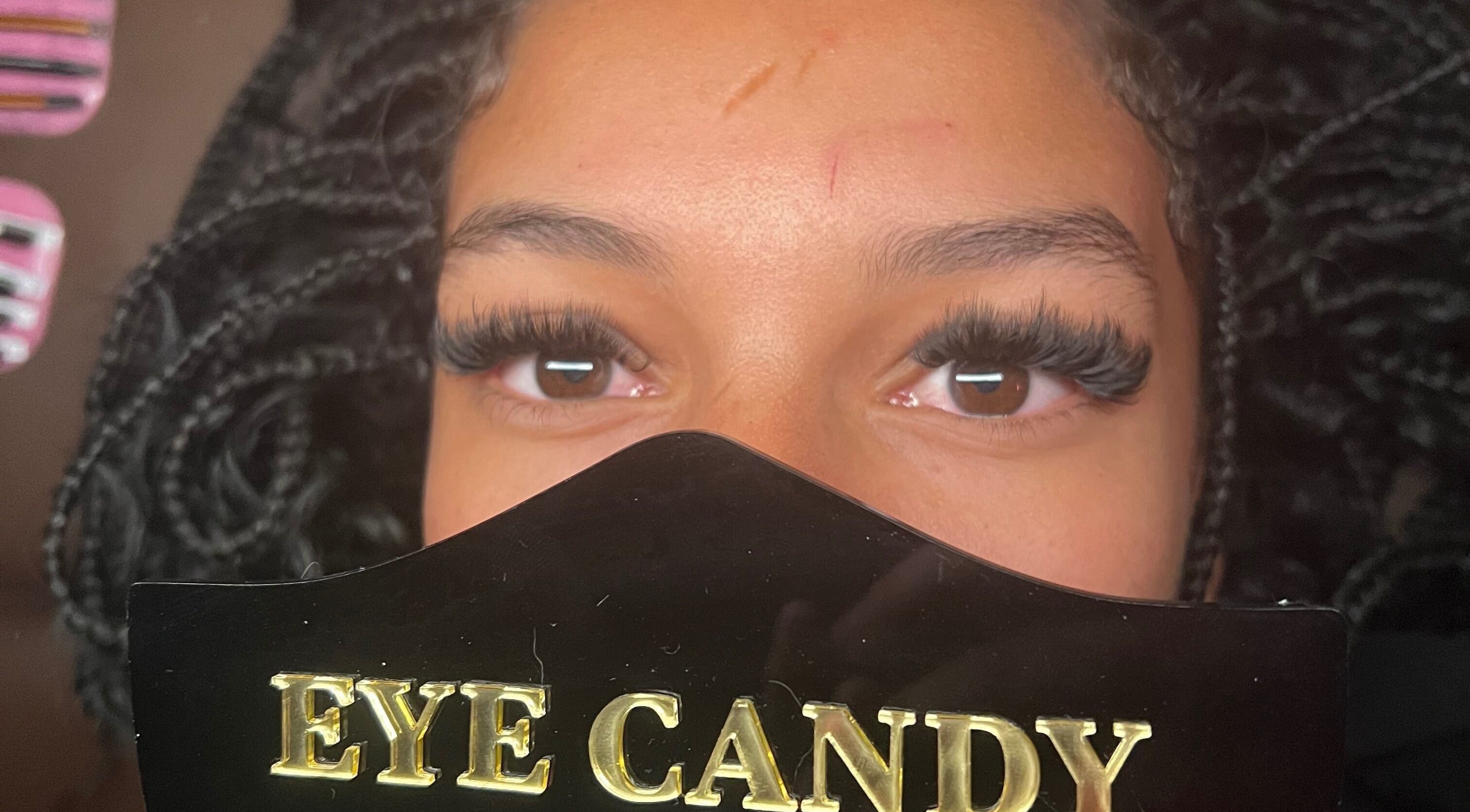 Beautiful lash extensions at Eye Candy Lashes, Barrie, Ontario, CA, showcasing expert application.