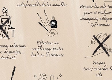 Guide soins des cils à Lil’Ô Beauté, Ciney, Région Wallonne, BE. Conseils pour l'entretien des extensions.