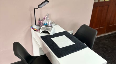 Professional nail station at Alae Aesthetics & Cosmetics in Gqeberha, Eastern Cape, ZA. Elegant and well-equipped.