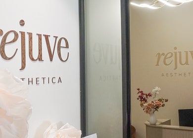 Entrance of Rejuve Aesthetica with elegant signage in Sydney, New South Wales, AU.