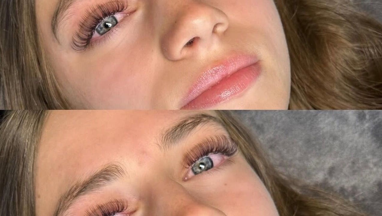 Close-up of eyelash extensions at Jades Lashes, Hemel Hempstead, England, GB.