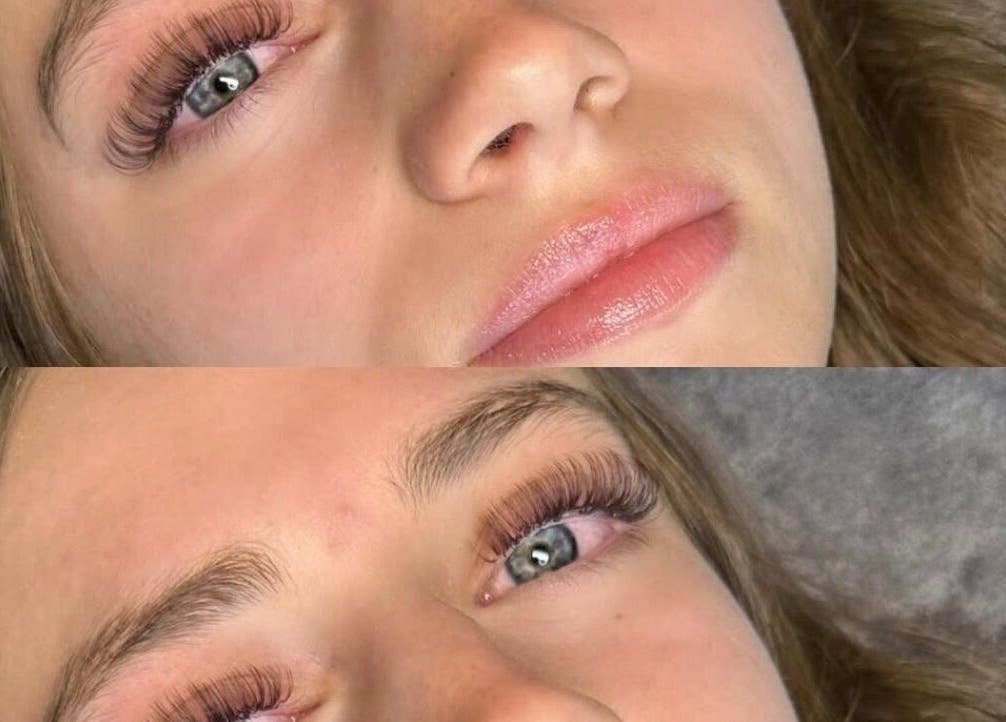 Close-up of eyelash extensions at Jades Lashes, Hemel Hempstead, England, GB.