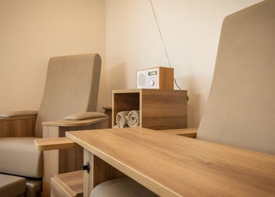 Comfortable seating area at Saxons at Tamworth College, Tamworth, England, GB featuring plush chairs.