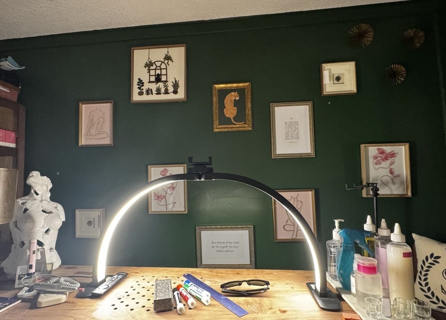 Cozy workspace at Glam N'Glow by Alisha in Winter Haven, Florida, US. Features artistic decor and beauty essentials.