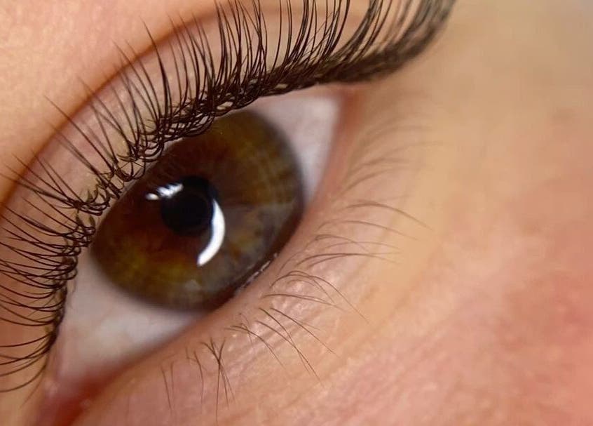 Close-up of enhanced eyelashes at Lash by Sanaz, Muscat, Muscat Governorate, OM.
