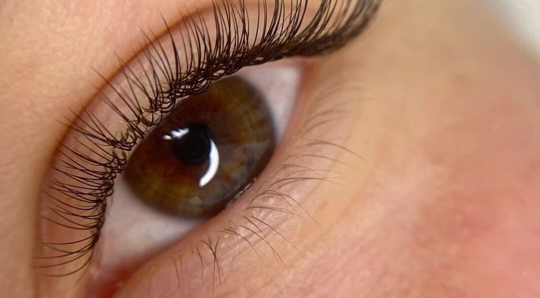 Close-up of enhanced eyelashes at Lash by Sanaz, Muscat, Muscat Governorate, OM.