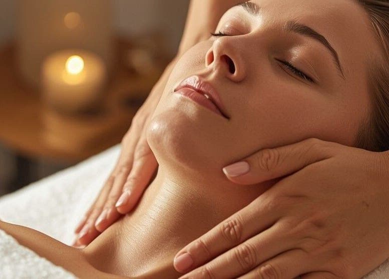 Recebendo massagem relaxante em Massagem Relax Faro, Faro, PT, com ambiente sereno e luz de velas.