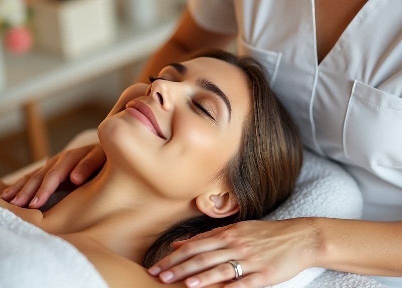 Cliente relaxando em Massagem Relax Faro, Faro, Faro, PT, com terapeuta ao lado.