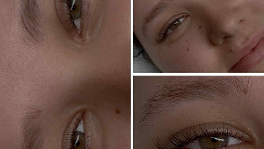 Close-up of serene eyes with natural lashes at Leaning Angels, Banyo, Queensland, AU.