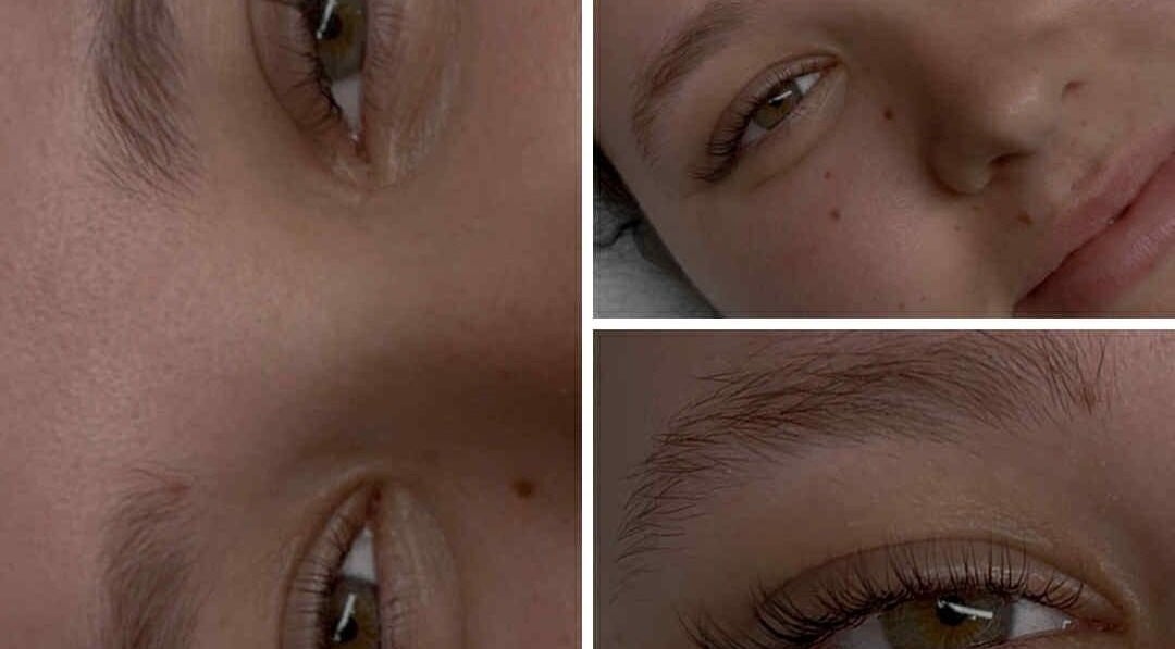 Close-up of serene eyes with natural lashes at Leaning Angels, Banyo, Queensland, AU.