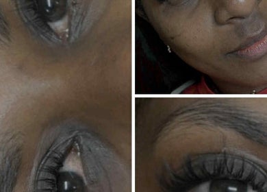 Close-up of expertly done eyelashes at Leaning Angels, Banyo, Queensland, AU.